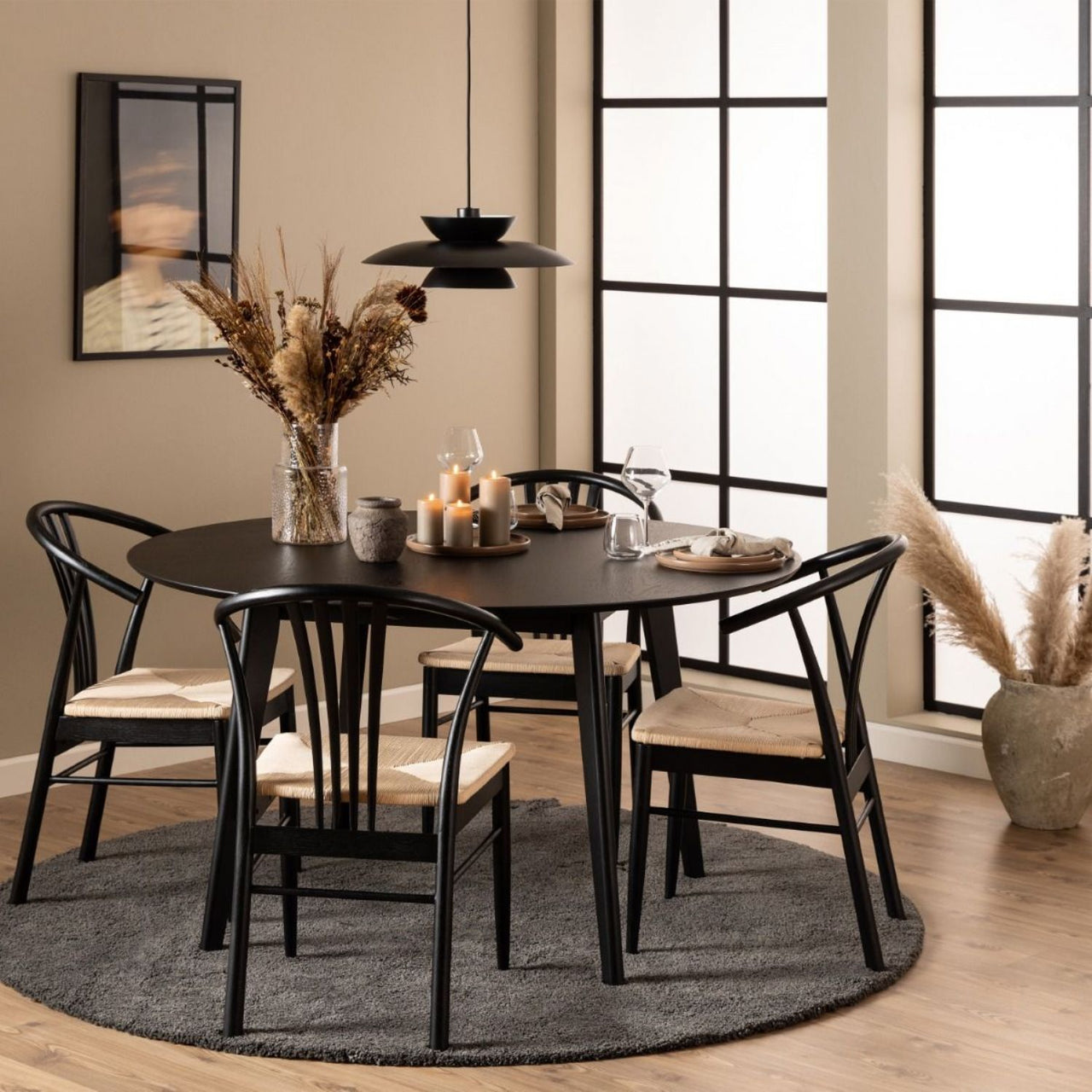 Roxby Round Dining Table in Black 140x76cm