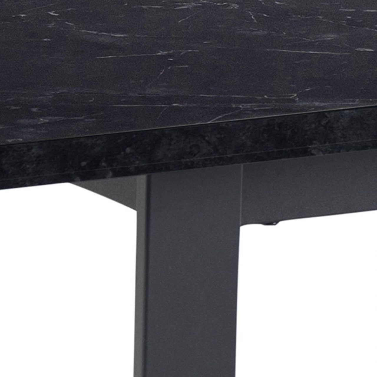 Amble Dining Table with Black Marble Effect Top And Black Legs