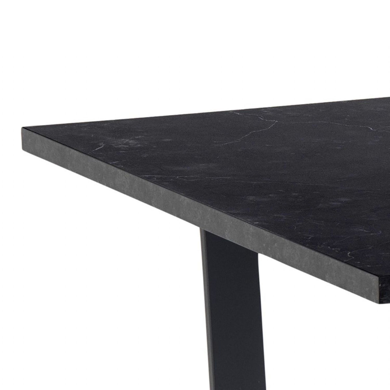 Amble Dining Table with Black Marble Effect Top And Black Legs