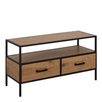 Thumbnail for Seaford TV Unit 2 Drawers in Black And Oak