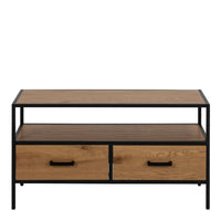 Thumbnail for Seaford TV Unit 2 Drawers in Black And Oak