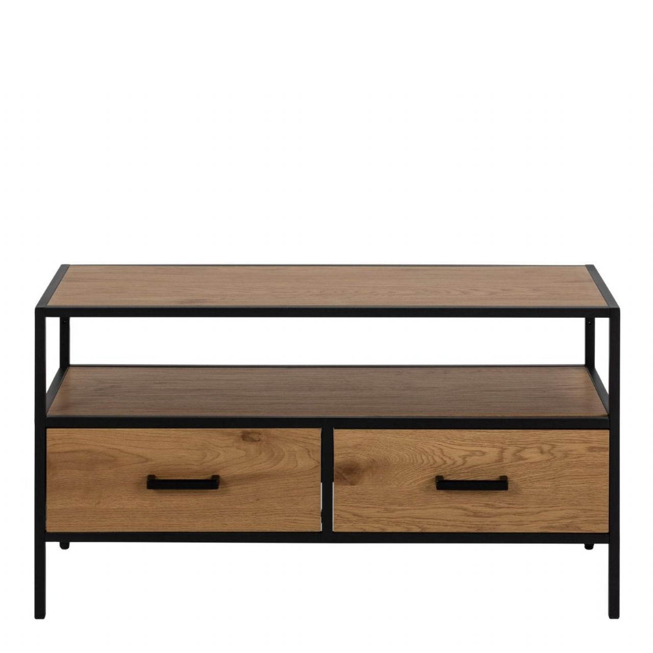 Seaford TV Unit 2 Drawers in Black &amp; Oak