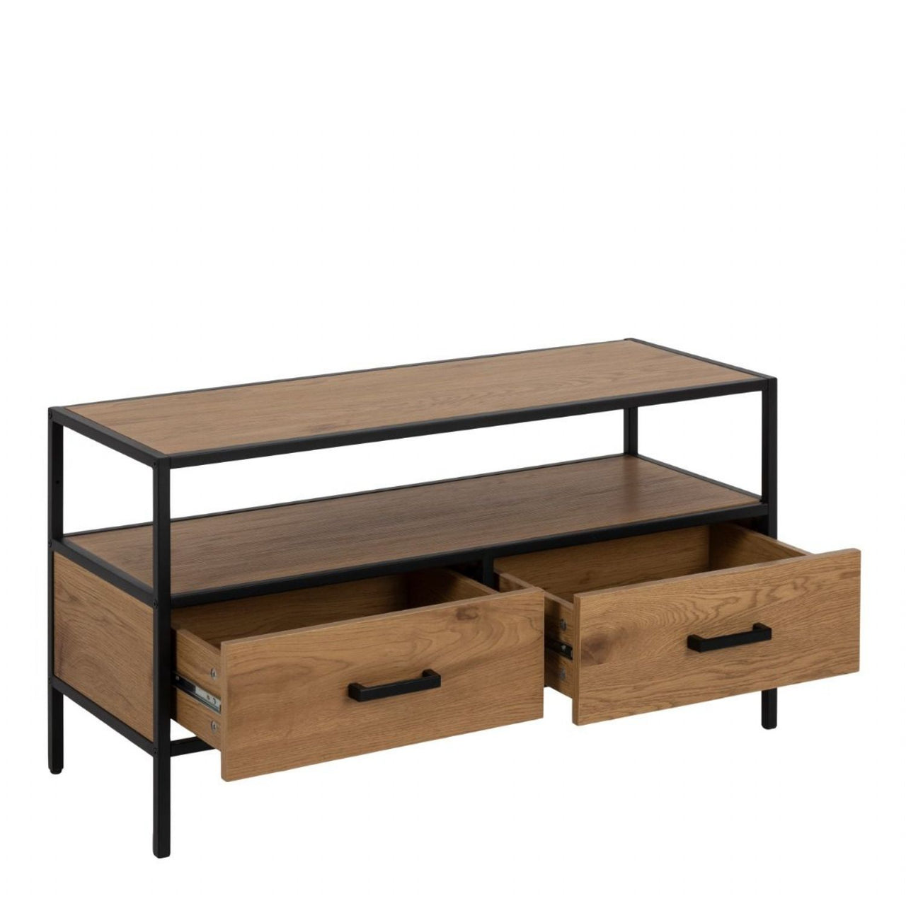 Seaford TV Unit 2 Drawers in Black And Oak