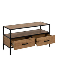 Thumbnail for Seaford TV Unit 2 Drawers in Black And Oak