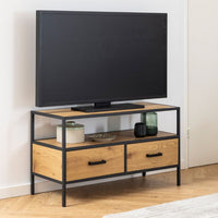 Thumbnail for Seaford TV Unit 2 Drawers in Black And Oak