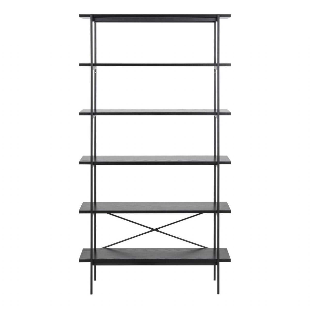 Angus Bookcase with 5 Shelves in Black