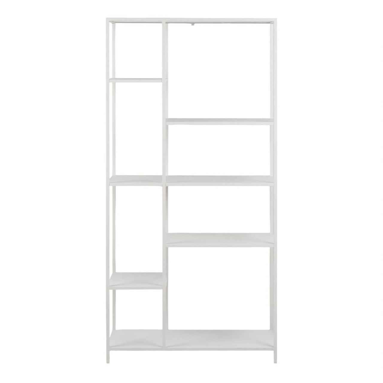 Newcastle Asymmetrical Bookcase with 6 Shelves in White