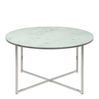 Thumbnail for Alisma Round Coffee Table with White Marble Top & Silver Legs