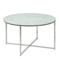 Thumbnail for Alisma Round Coffee Table with White Marble Top & Silver Legs