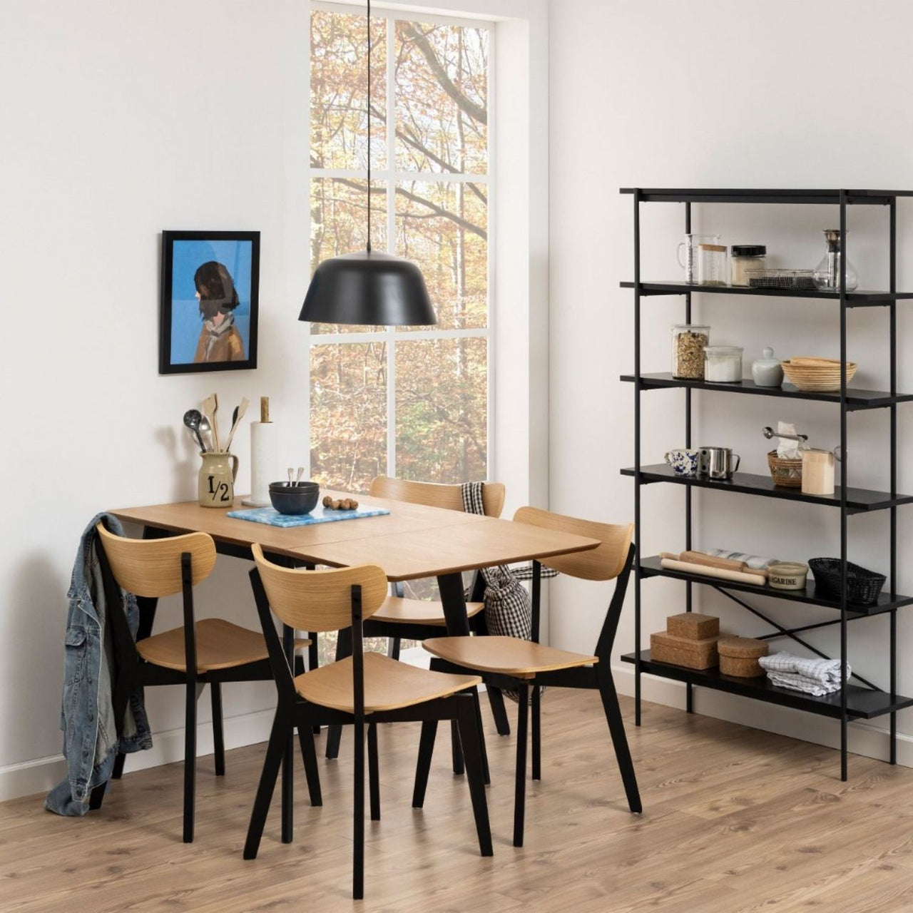 Roxby Extending Dining Table 80120cm in Oak And Black