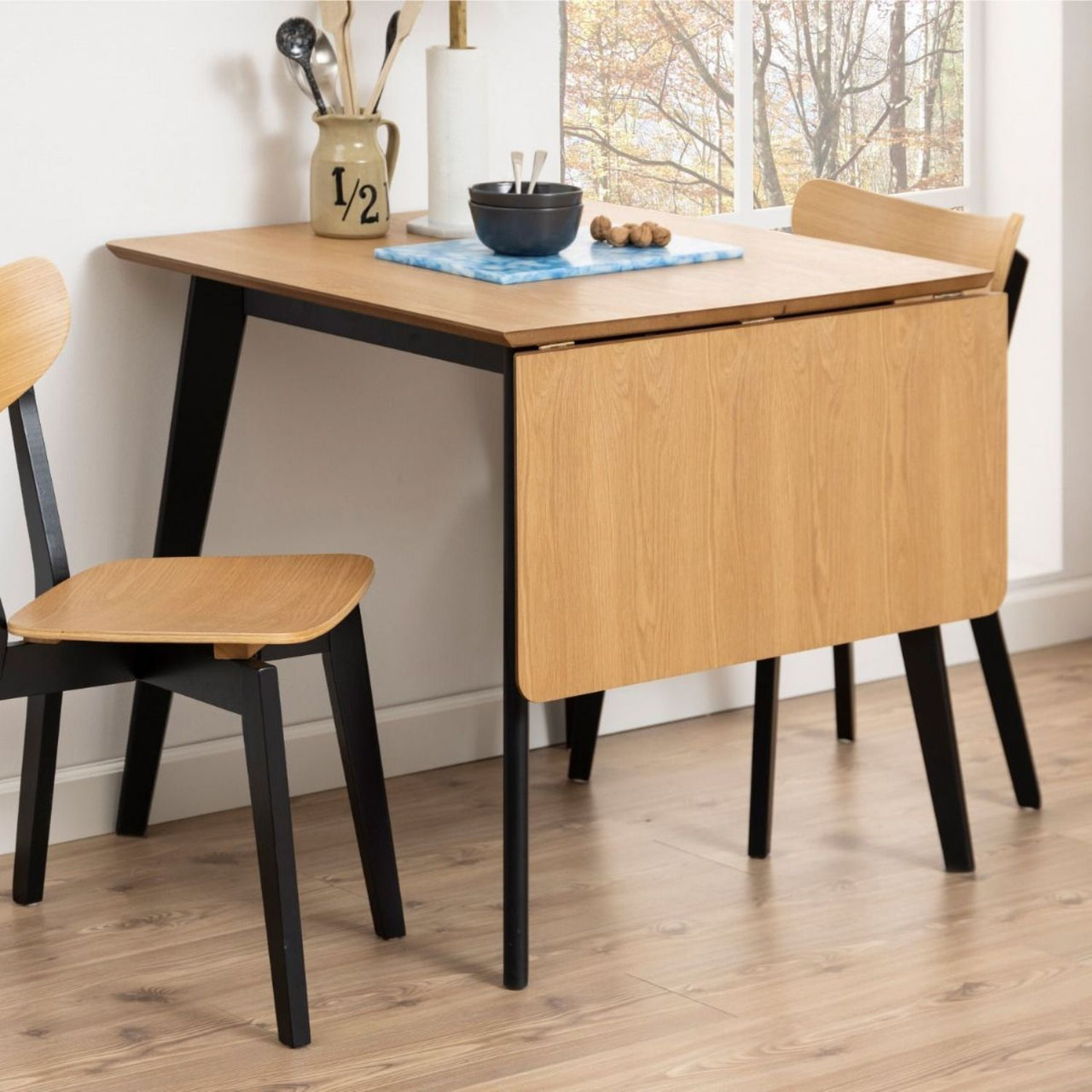 Roxby Extending Dining Table 80120cm in Oak And Black