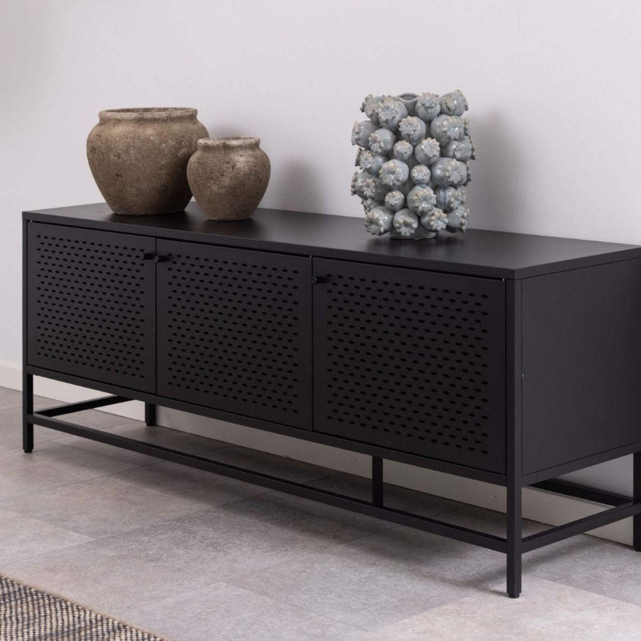 Newcastle 3 Door Sideboard in Matt Black