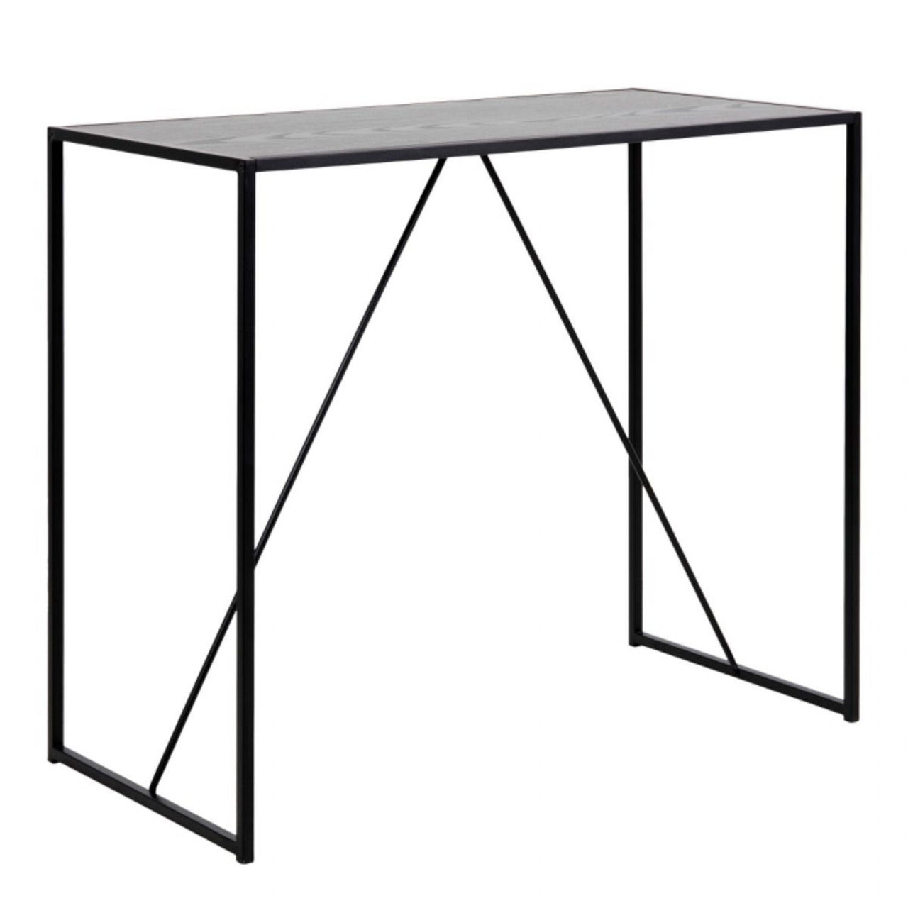 Seaford Black Metal Bar Table with Black Ash Top