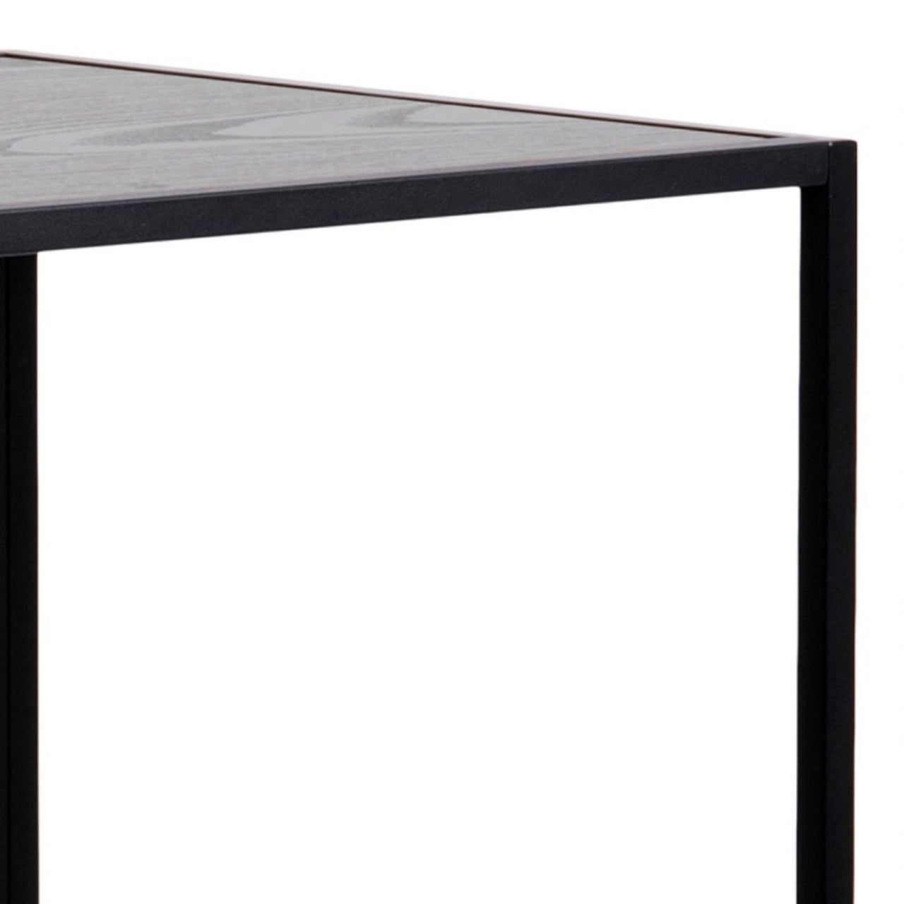 Seaford Black Metal Bar Table with Black Ash Top