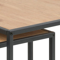 Thumbnail for Seaford Black Metal Nest of Tables with Oak Top