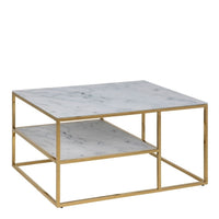 Thumbnail for Alisma Open Shelf Coffee Table with White Marble Effect And Gold Legs