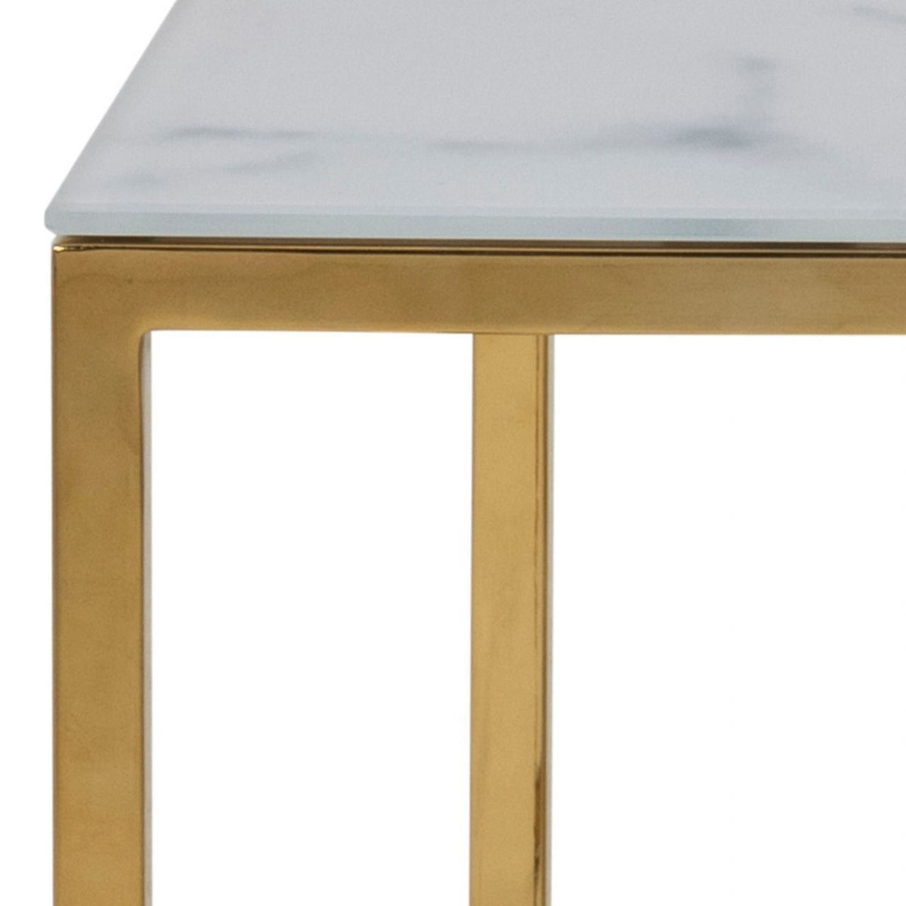 Alisma Open Shelf Coffee Table with White Marble Effect And Gold Legs