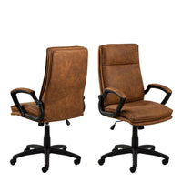 Thumbnail for Brad Swivel Office Chair with Armrest in Brown