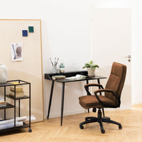 Thumbnail for Brad Swivel Office Chair with Armrest in Brown