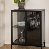 Thumbnail for Newcastle Low 2 Door Display Cabinet in Matt Black