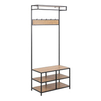 Thumbnail for Seaford Clothes Rack with 3 Shelves in Black and Oak