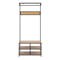 Thumbnail for Seaford Clothes Rack with 3 Shelves in Black and Oak