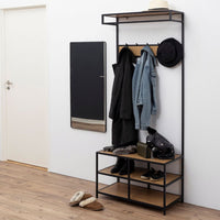 Thumbnail for Seaford Clothes Rack with 3 Shelves in Black and Oak