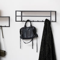 Thumbnail for Seaford Black Metal Coat Rack with Oak Top