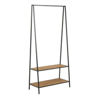 Thumbnail for Seaford Black Metal Clothes Rack with 2 Oak Shelves