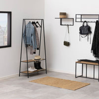 Thumbnail for Seaford Black Metal Clothes Rack with 2 Oak Shelves