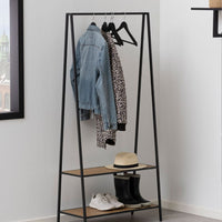 Thumbnail for Seaford Black Metal Clothes Rack with 2 Oak Shelves