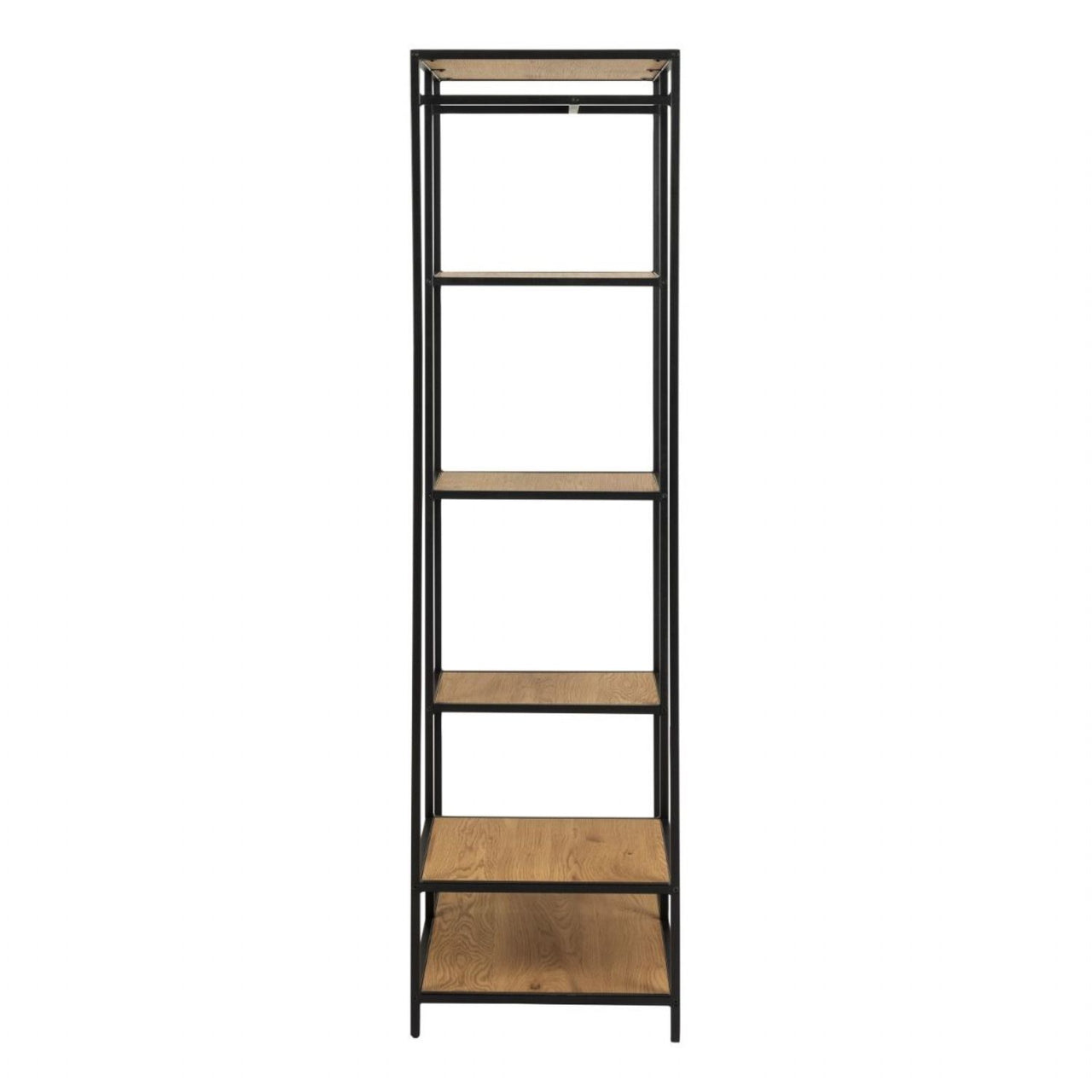 Seaford Black Metal Clothes Rack with 5 Oak Shelves