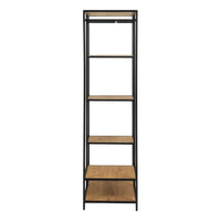 Thumbnail for Seaford Black Metal Clothes Rack with 5 Oak Shelves