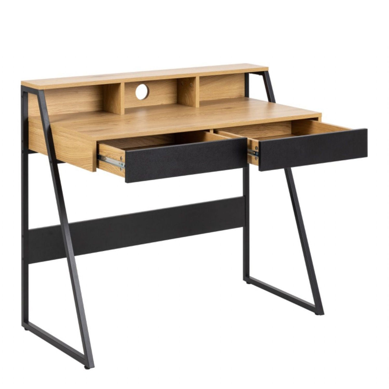 Reece 1 Drawer Office Desk in Oak &amp; Black