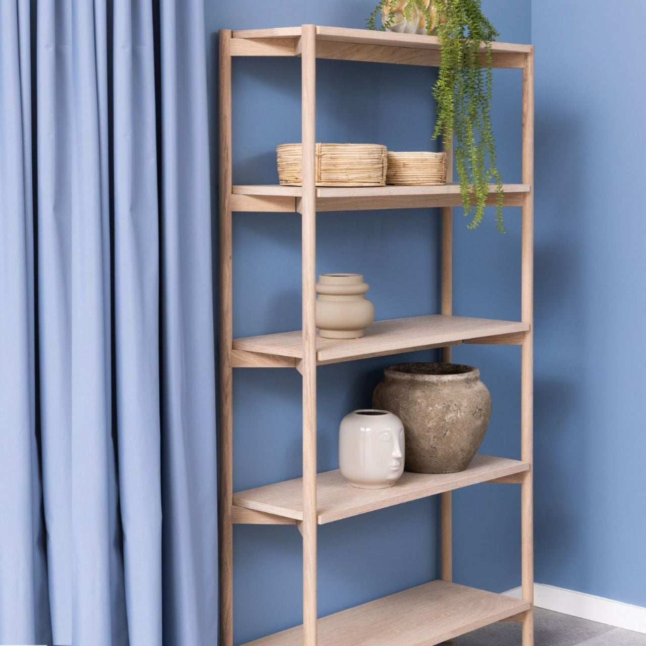 Braidwood Bookcase with 4 Shelves in White Oak Veneer