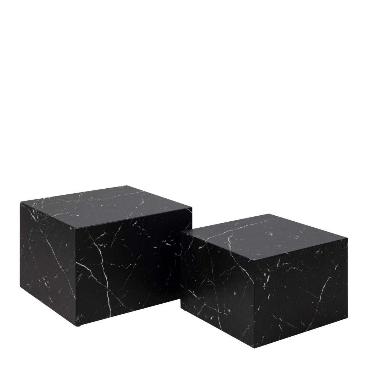 Dice Square Coffee Table Set in Black Marble Marquina