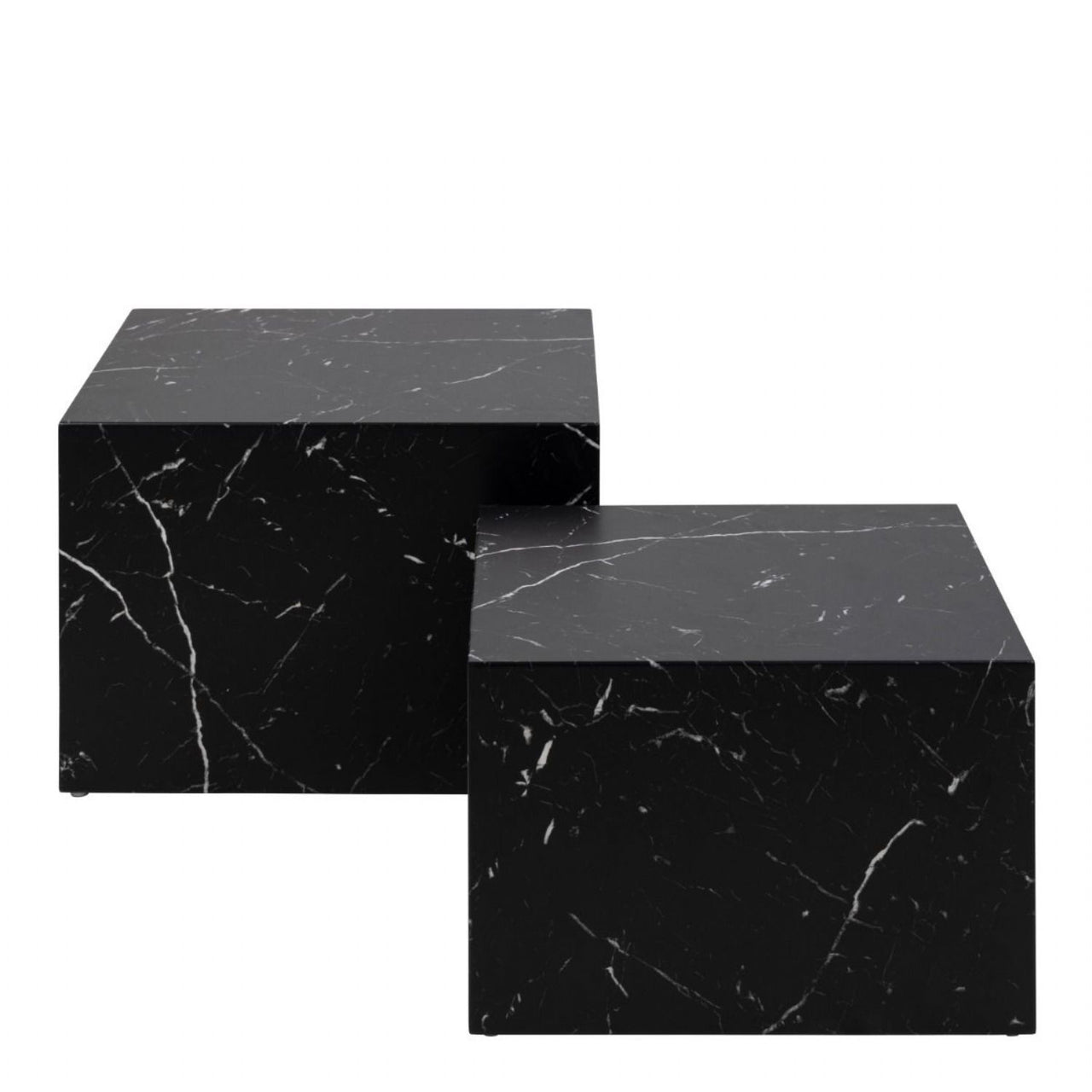 Dice Square Coffee Table Set in Black Marble Marquina