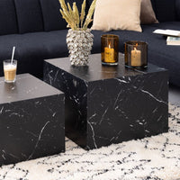 Thumbnail for Dice Square Coffee Table Set in Black Marble Marquina