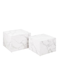 Thumbnail for Dice Square Coffee Table Set in White Marble Carrara