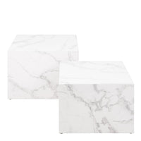 Thumbnail for Dice Square Coffee Table Set in White Marble Carrara