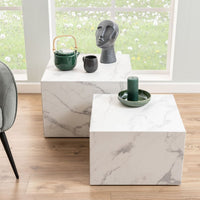 Thumbnail for Dice Square Coffee Table Set in White Marble Carrara