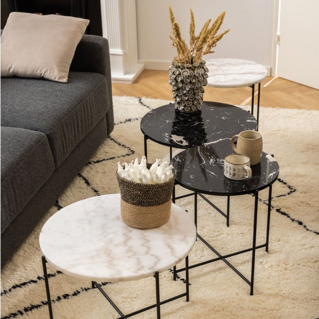 Avila Side Table with Brown Marble Effect