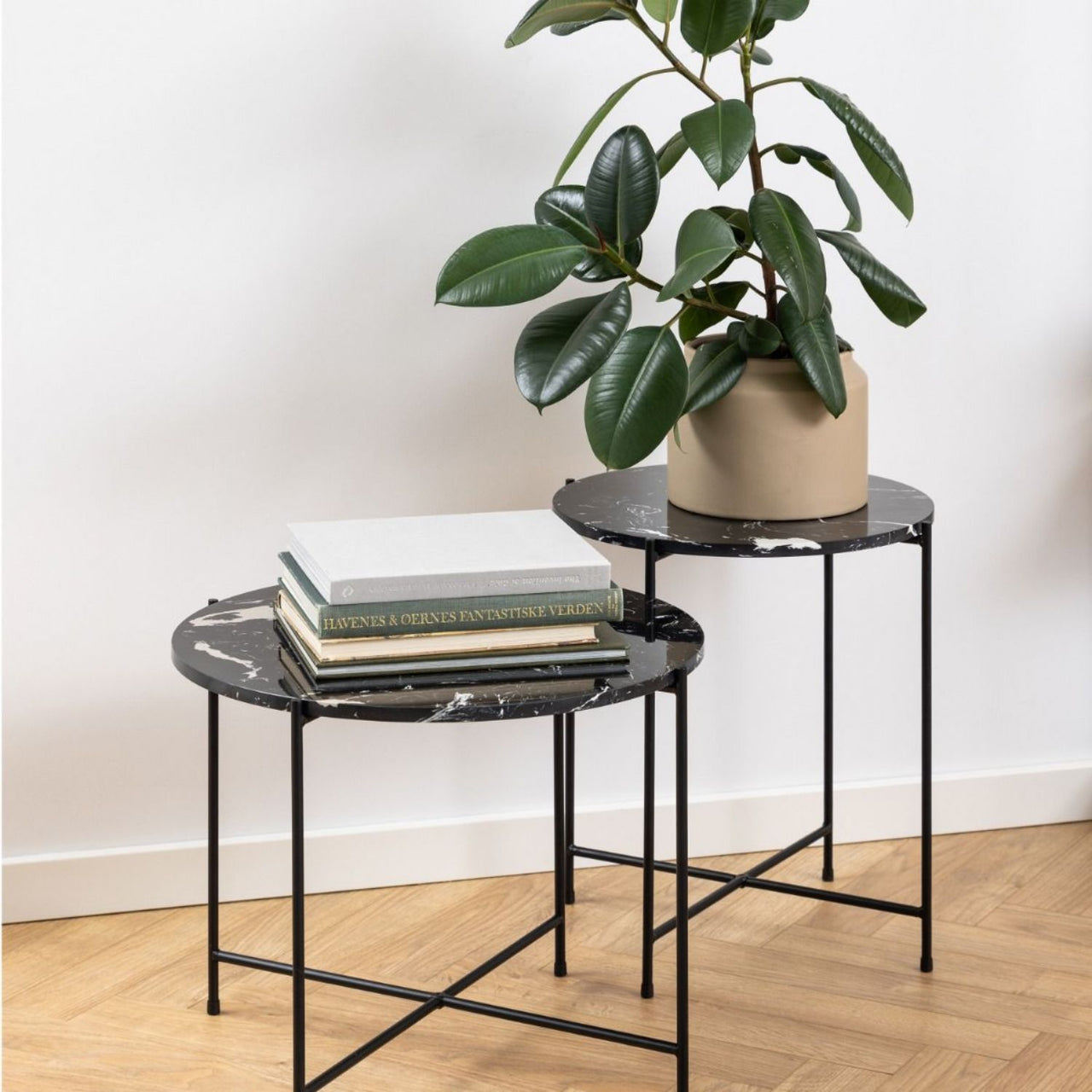 Avila Side Table with Brown Marble Effect