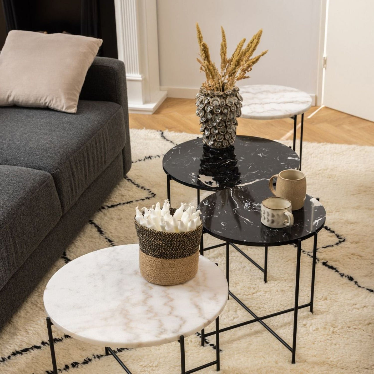 Avila Side Table with Black Marble Effect