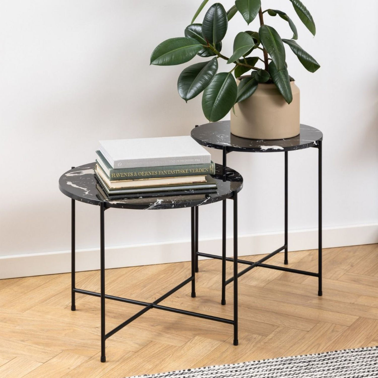 Avila Side Table with Black Marble Effect