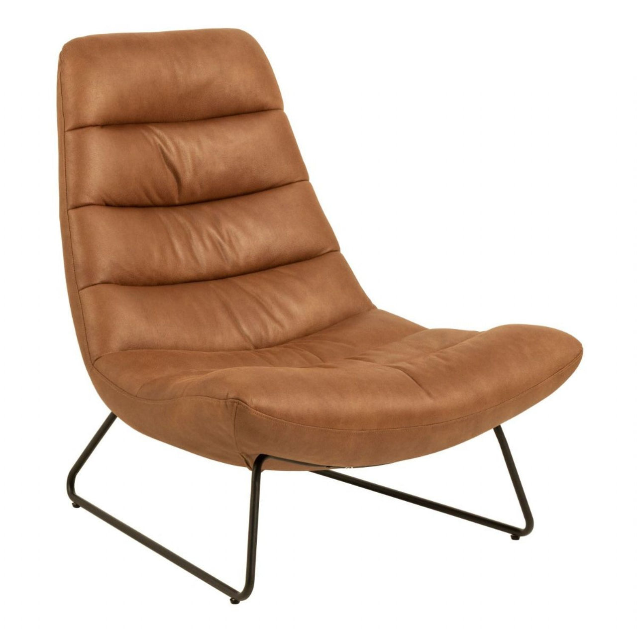 Milford Sledge Base lounge Chair in Brown Leathermix