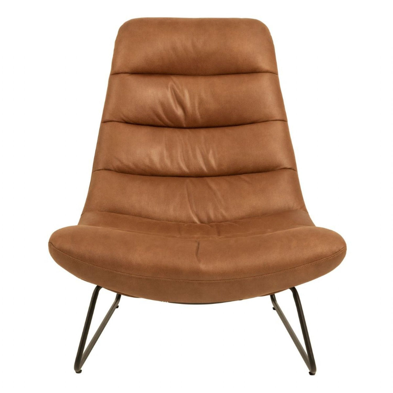 Milford Sledge Base lounge Chair in Brown Leathermix