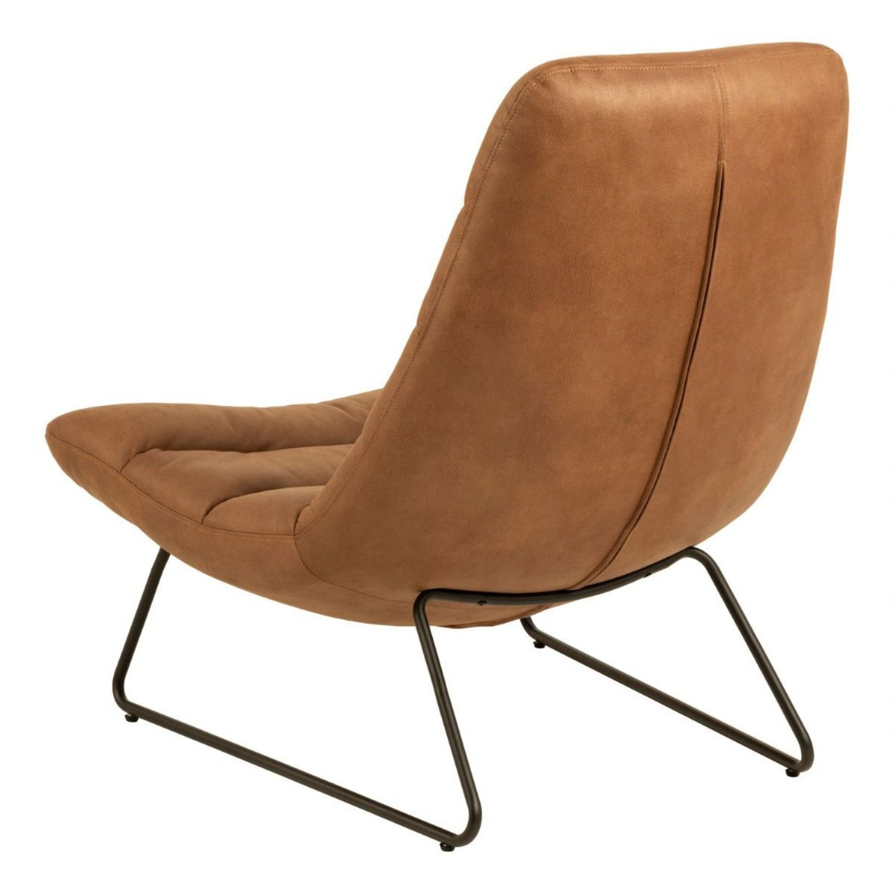 Milford Sledge Base lounge Chair in Brown Leathermix