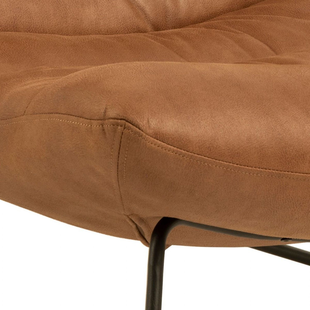 Milford Sledge Base lounge Chair in Brown Leathermix