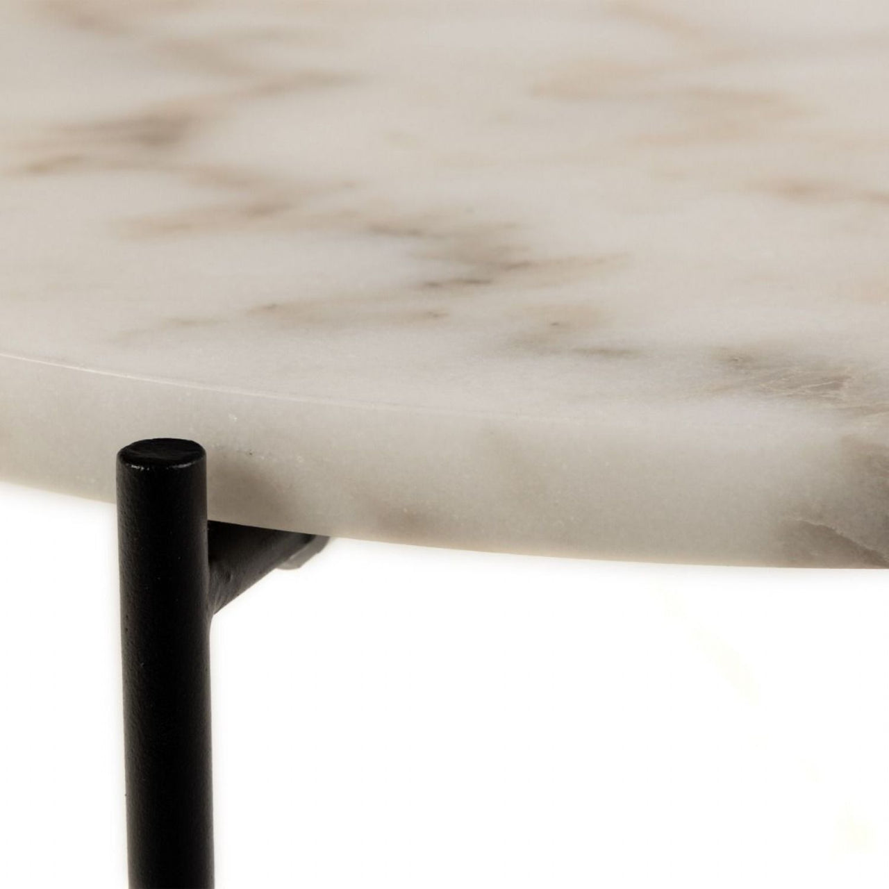 Avila Side Table With White Marble Effect Dia42x45 cm